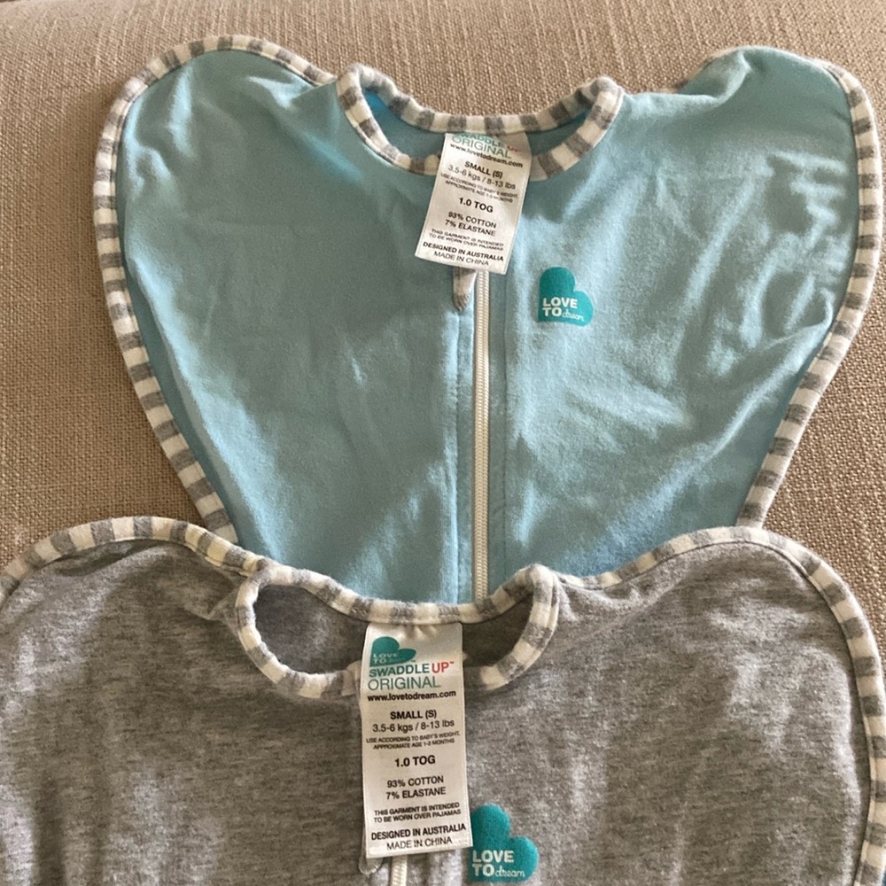Two Love to Dream size small arms up swaddles